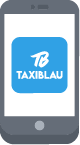 Aplicación TaxiBlau en un teléfono.